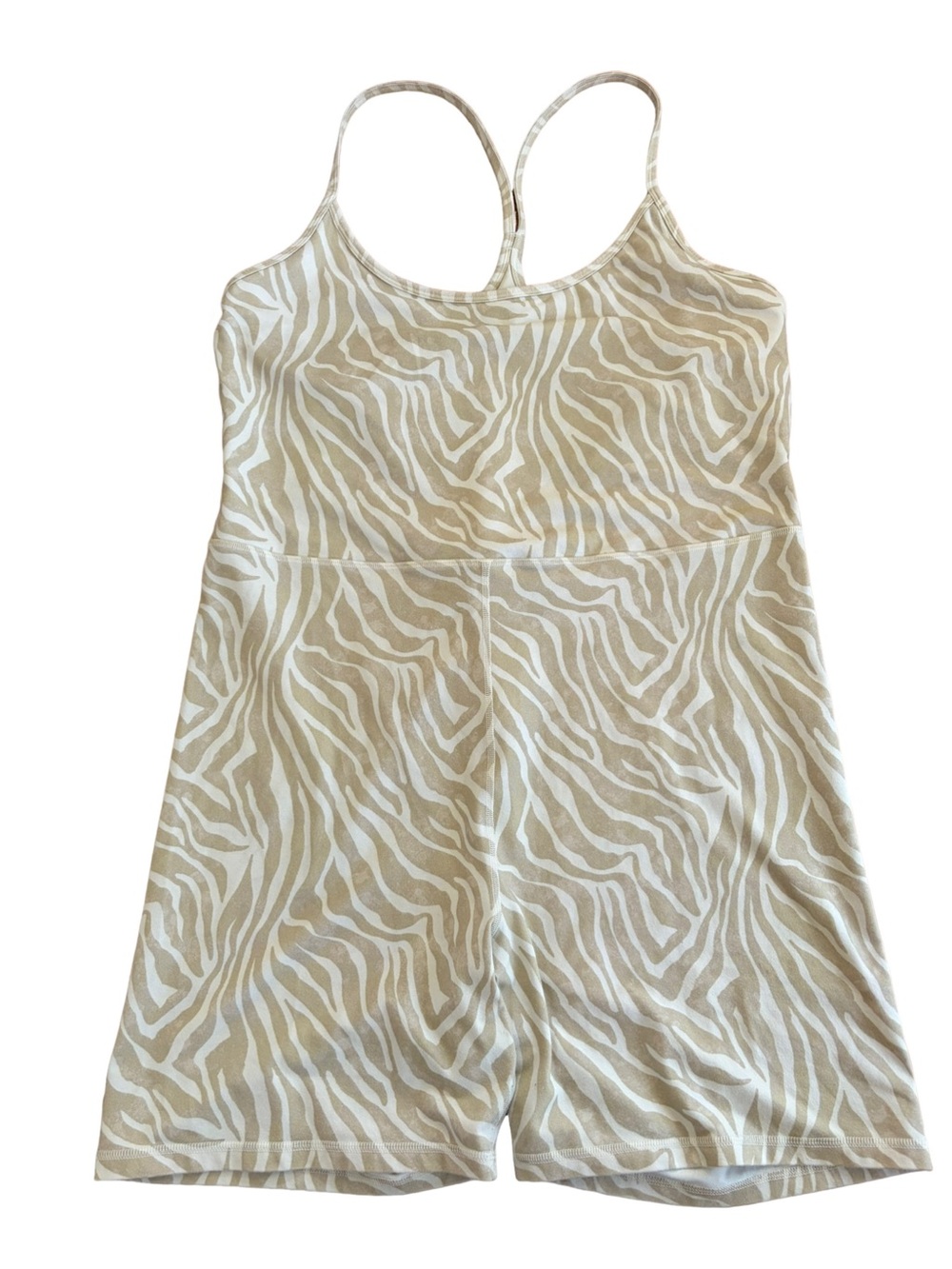 Old Navy PowerChill Zebra Print Active Romper XXL Built In Shelf Bra Neutral